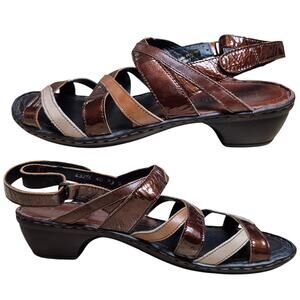Josef Siebel Brown Leather Strappy Women's Slingback Sandals 38 US 7 - 7 1/2